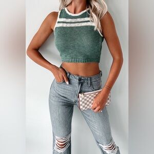 Striped Sweater Tank (Green/Cream)
